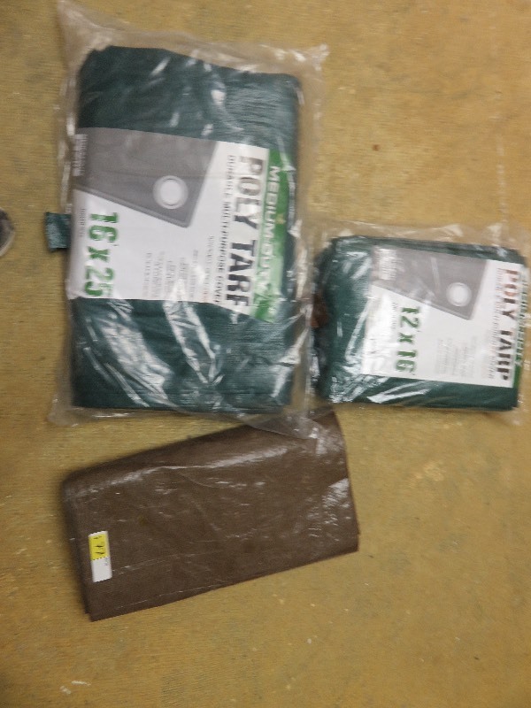 lot 77 image: 3 Tarps - 2 New in Package