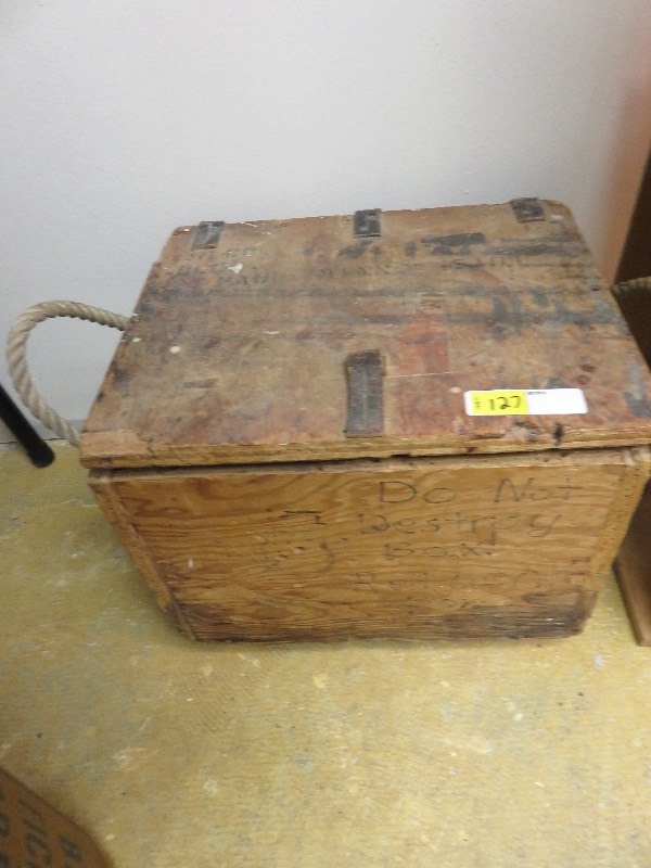 lot 127 image: Wood Box Full of Sanding Paper, Blocks & More