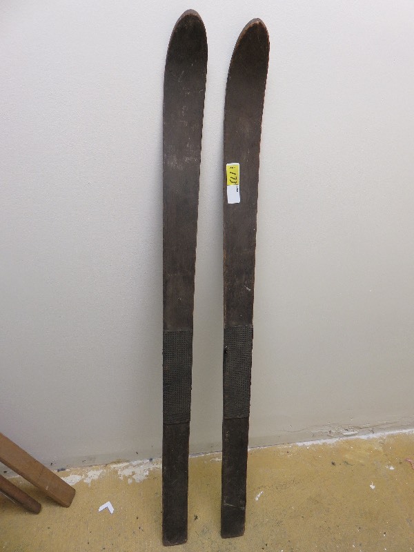 lot 173 image: Antique Wooden Skis