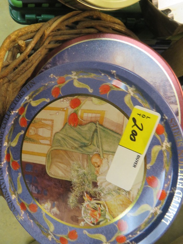 lot 200 image: Lot of 3 Tins & 1 Basket