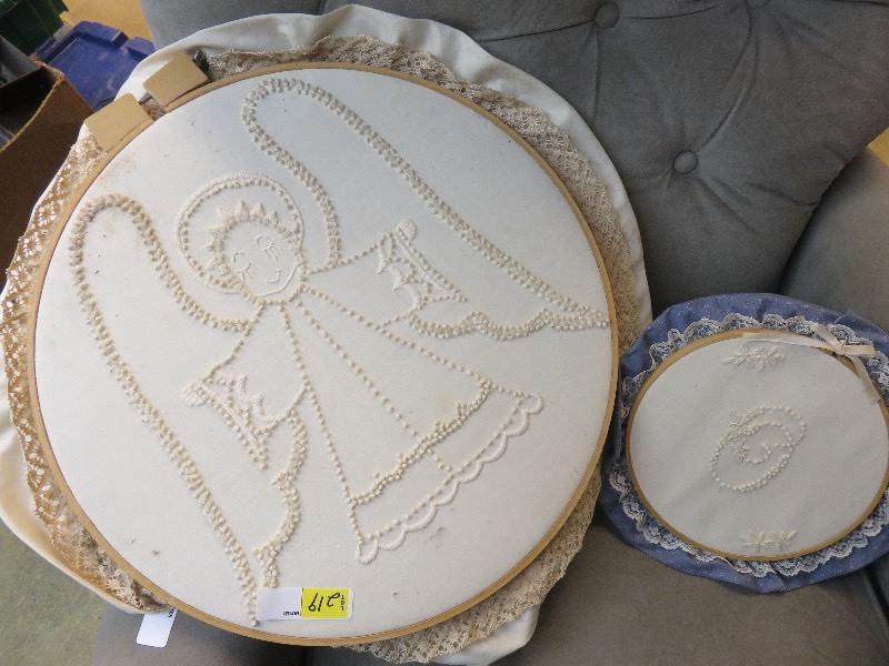 lot 219 image: 2 Handmade Needlepoint Wall Hangings