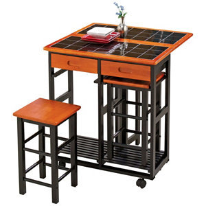 lot 5 image: Stowaway Table and Stools Set - CherryBlack