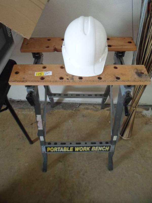 lot 15 image: Portable Work Bench & Hard Hat