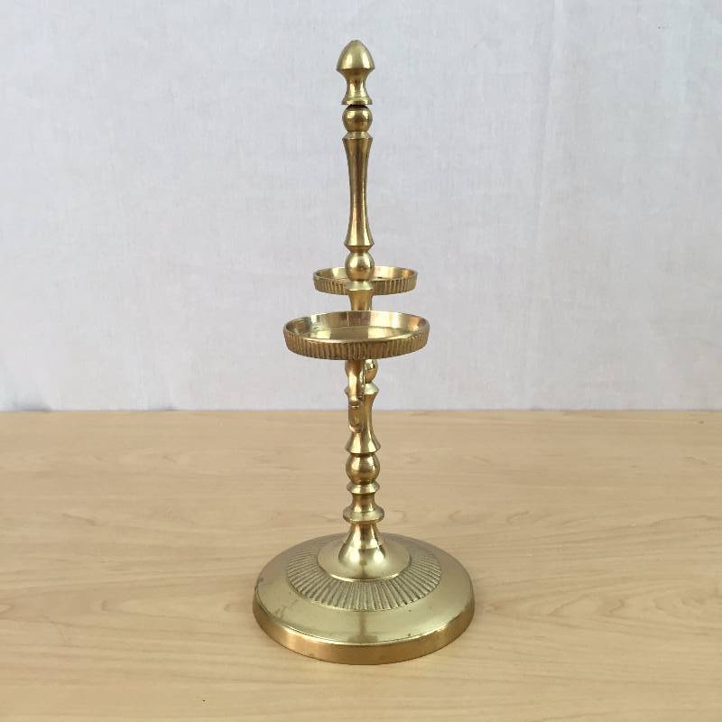 lot 29 image: VINTAGE SCALES OF JUSTICE STYLE India Brass CANDELABRA Candleholder