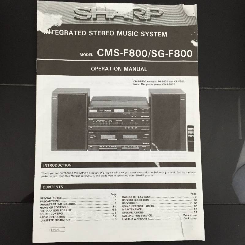 lot 59 image: Vintage AMAZING SOUND Sharp Stereo Music Center Model SG-F800 (BK) REMOTE INCLUDED, Turntable, Tuner & Dual Cassette All Work Great
