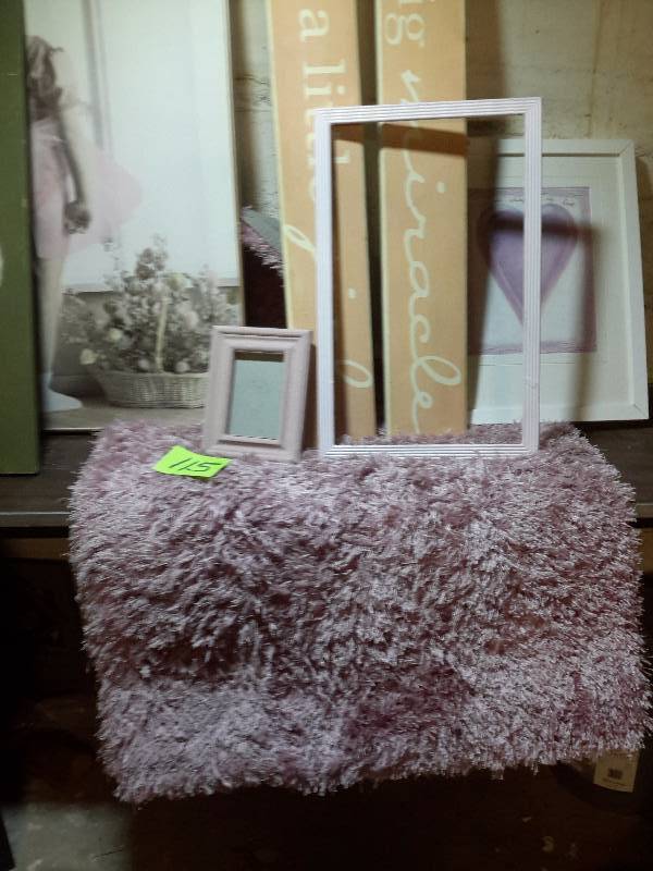 LITTLE GIRL DCOR.. Large ballerina picture, Pink shag rug,other Pink or pastel items