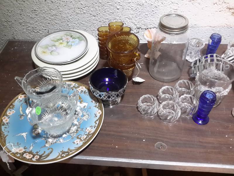 Misc. Glassware and decorative items as pictured 45th Anniversary Barbie Plates