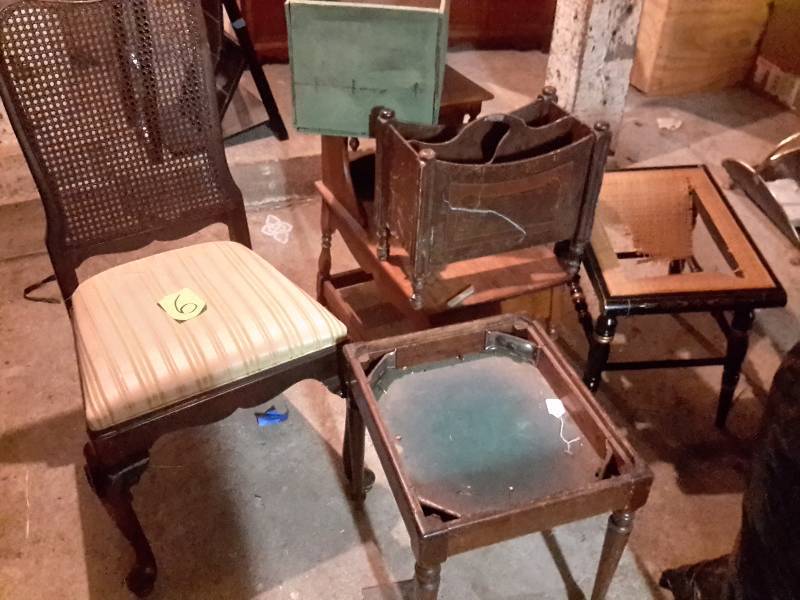 Misc. Hardwood furniture. .Most needs repair.. Either repair it or use for parts
