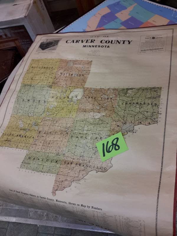 US Map, Framed  CARVER COUNTY Map.