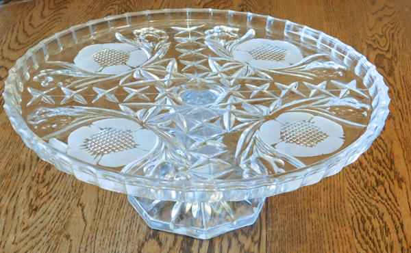 cut crystal cake plate pedestal stand