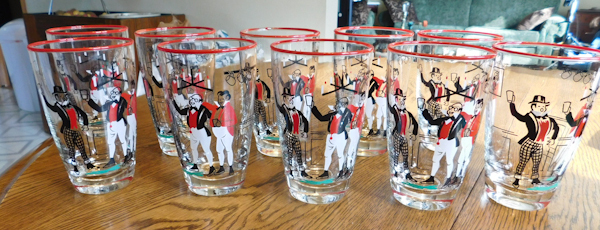 10 vintage drinking glasses