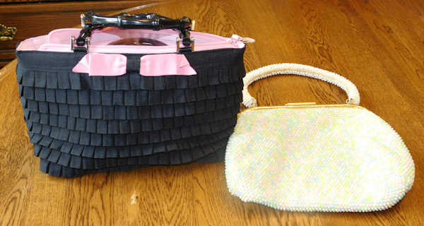2 vintage ladies handbagsclutches one is a Braciano the other unmarked
