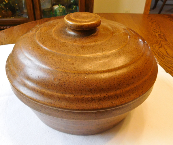 Brown Frankoma ovenproof casserole with lid