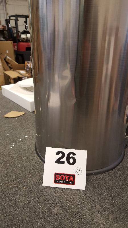 lot 26 image: alcove Brushed Stainless Steel Round Trash Cans Set of 2