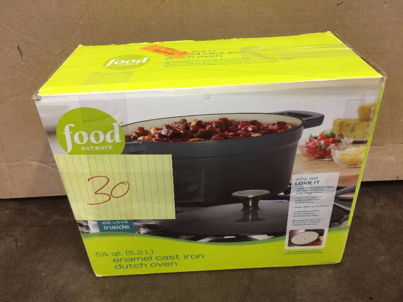 Food Network 5 12 Qt enamel cast iron dutch oven- new however on damage cover