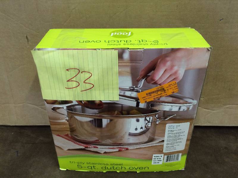 Food Network Try-Ply Stainless Steel 5 QT Dutch Oven Used