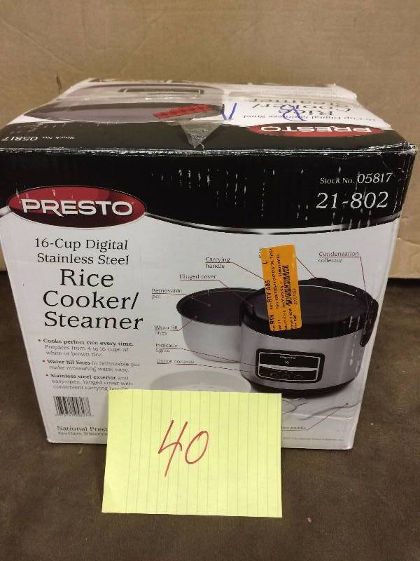 Presto 16 cup digital Rice Cooker steamer New