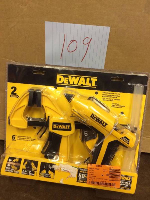 Dewalt Rapid Heat Ceramic Glue Gun, Sticks and Clamps Combo New