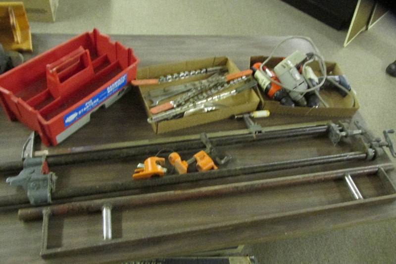 Clamps, drills, tools, socket rails...