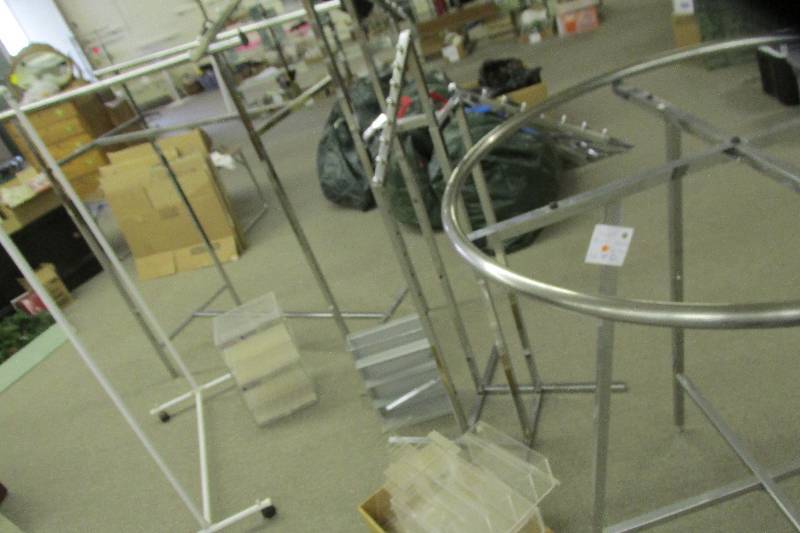 Lot of clothing racks, acrylic disp...