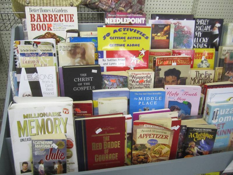 Book display filled with books...