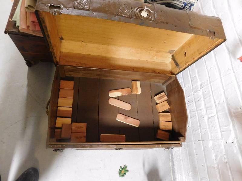 vintage immigrant trunk the drawer tray is included no sweaters are included
