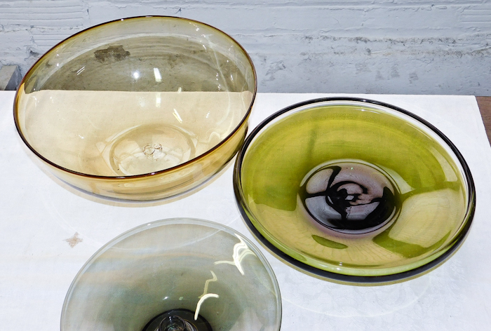 really cool Amber hand blown glass serving  decor bowls