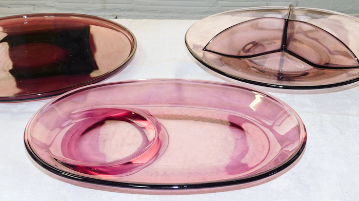 Amethyst glass platters with amazing glass designs