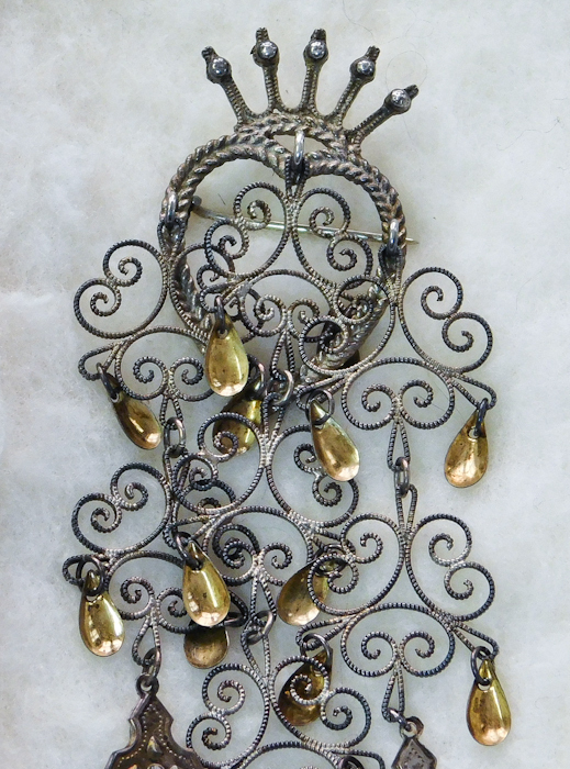 Norwegian Bride Silver Solje wedding Pin marked  830S