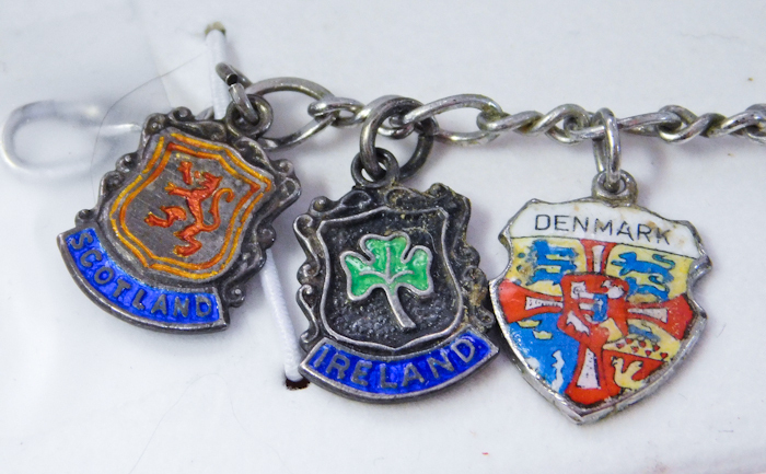 Sterling bracelet with European silver National charms