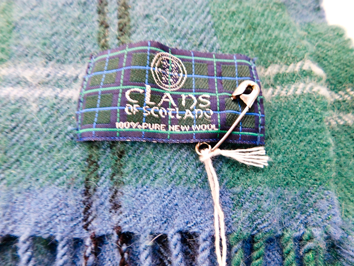 Lot of Scottish items Tartan green scarf, Laphroaig Pitcher