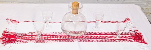 Cordial set decanter four crystal stemware glasses