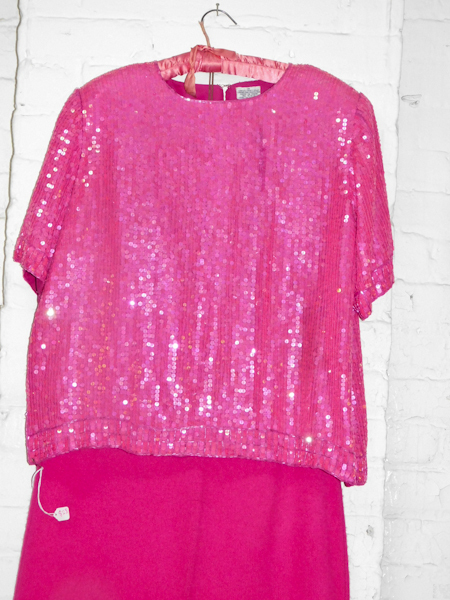 Pink Sz 1X beaded top and a pink Sz 2X wool knit skirt