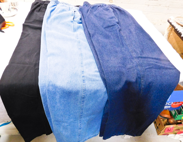 3 pair of Valkyrie Jeans elasticized waist no closure front pocket