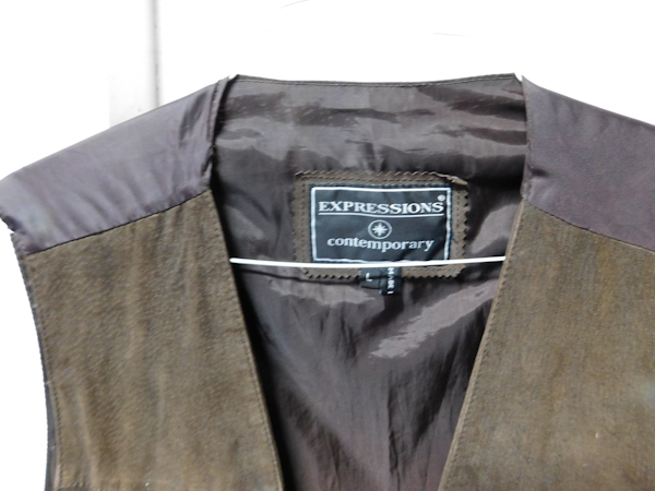 Grey leather vest Expressions Contemporary Sz L