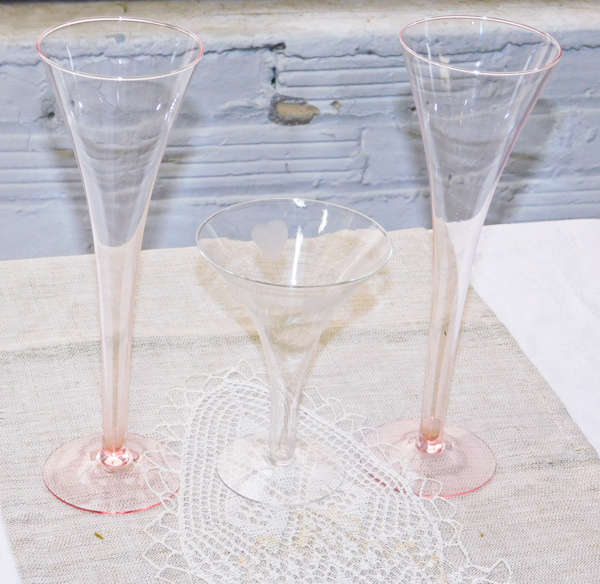 Beautiful woven Swedish Table runner doily and stemware