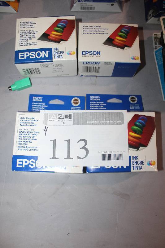 lot 113 image: Lot of (4) Epson Ink Print Cartridge S020191S020089 Tri-color