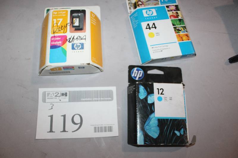 lot 119 image: Lot of (3) HP Inkjet Print Cartridge 17,44,12
