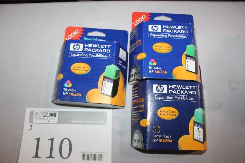 lot 110 image: Lot of (3) HP Inkjet Print Cartridge 51625A,51626A