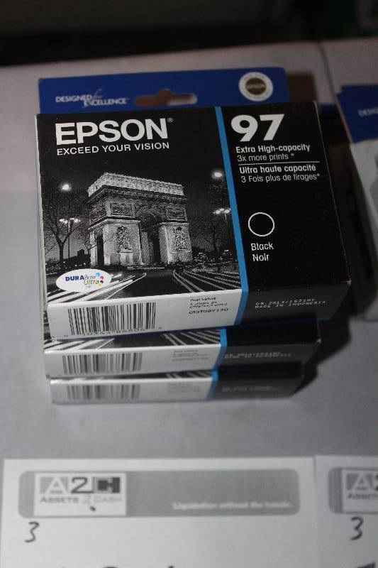 lot 104 image: Lot of (3) Epson Ink Print Cartridge 97 Black