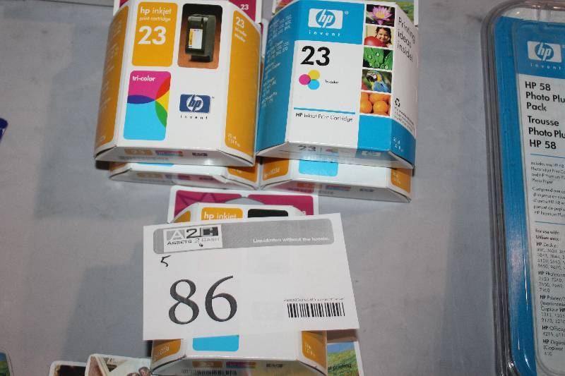 lot 86 image: Lot of (5) HP Inkjet Print Cartridge 23 Tri-color