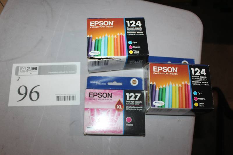 lot 96 image: Lot of (3) Epson Ink Print Cartridge 124,127