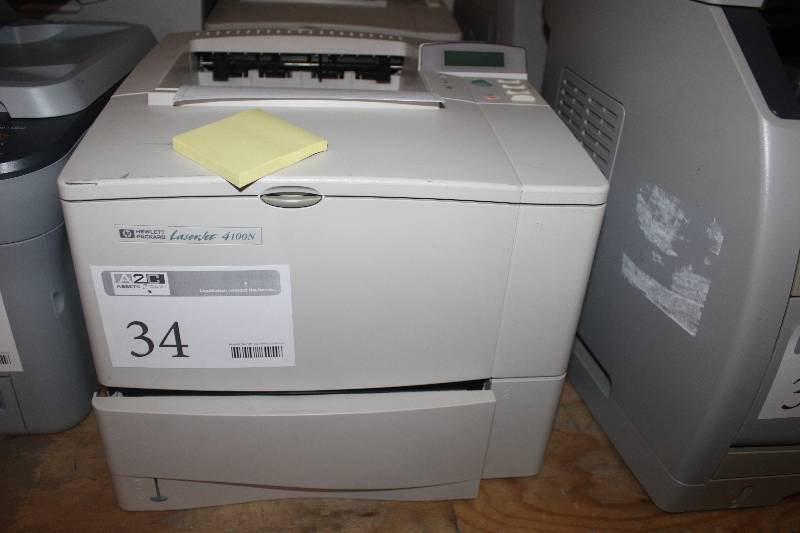 lot 34 image: HP Black and White LaserJet 4100n Printer