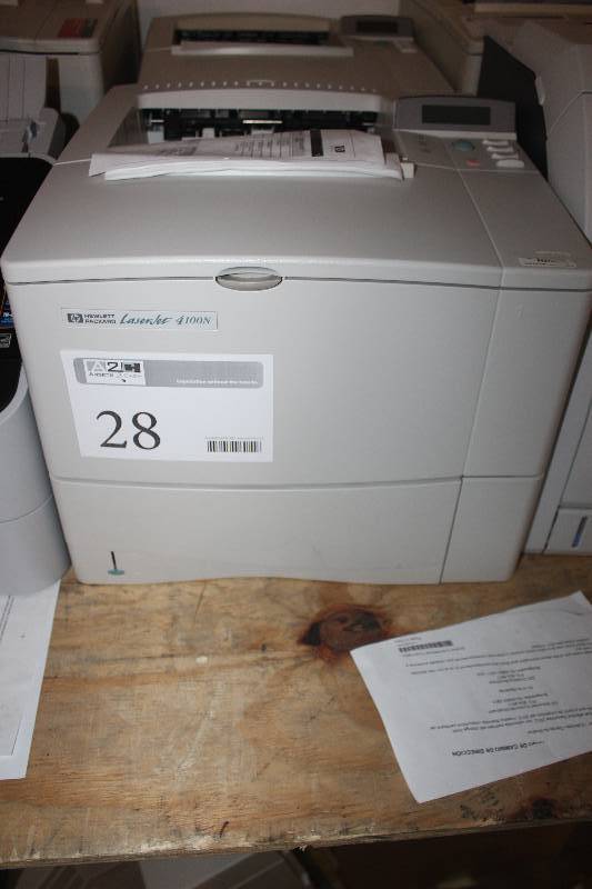 lot 28 image: HP Black and White LaserJet 4100n Printer