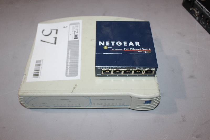 lot 57 image: Lot of (2) Netgear Fast Ethernet Switch, 3Com OfficeConnect Dual Speed Hub 8