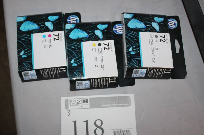 lot 118 image: Lot of (3) HP DesignJet Print Cartridge 72