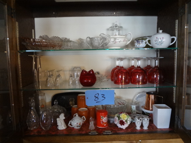 lot 83 image: (3) Shelves of Glass Porcelain