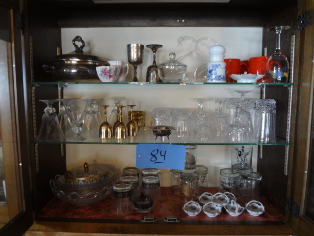 lot 84 image: (3) Shelves of Glass Porcelain