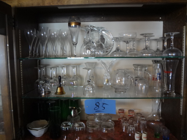 lot 85 image: (3) Shelves of Glass Porcelain