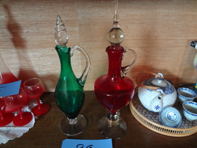lot 99 image: Two tall Colored Decanters